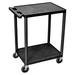 Mobile Structural Foam Plastic Multipurpose Utility Cart With 2 Shelves And Ergonomic Handle - Black Great For Garage Shop Or Storage Area