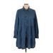 Ann Taylor LOFT Casual Dress - Shirtdress: Blue Dresses - Women's Size X-Large