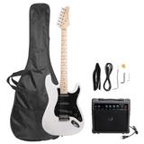 New Beginner White Electric Guitar Kit with 20W Amp & Accessories
