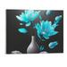 Fenyluxe MLOM Flower Wall Art for Bathroom Elegant Magnolia Picture Canvas Painting Prints Modern Home Living Room Decor Zen Stones Spring Floral Blossom Artwork Framed Ready to Hang Blue- 20x16 In