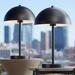 AUCHI Rhys Modern Mid Century Mushroom Accent Table Lamps 19 1/2 High Set of 2 Black Metal Dome Shade Decor for Living Room Bedroom House Bedside Nightstand Home Office Family