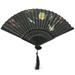 Qumonin Chinese Style Handle Fan Chinese Folding Fan Oriental Handheld Silk Fabric Fan Decoration