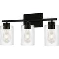 KEERDAO Black Bathroom Light Fixtures 3-Light Modern Bathroom Vanity Light with Clear Glass Shade Modern Bath Wall Mounted Lights with Glass Shade Porch Wall Lamp for Mirror Living Room