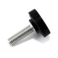 5/16 -18 x 1 Thumb Screw Stainless Steel - Black Knurled Round Plastic Knob - Standard/Coarse Thread Thumbscrew - Length: 1.000 - Proudly Built in USA - Package of (4)