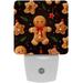 Christmas gingerbread man LED Square Night Lights - Bright and Compact Bedroom or Bathroom Lighting Solution with Auto on/Off Sensor - Set of 2 Square Shaped Nightlights