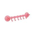 6 Hooks Home Bathroom Kitchen Wall Suction Cup Towel Clothes Hanger Rack Holder - Pink