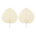 2 Pcs Handheld Leaf Braided Fan Handmade Bamboo Straw Chinese Craft Fan for Decoration