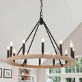 Wagon Wheel Chandelier 12 Light Black Farmhouse Chandelier Dining Room Light Fixture Black Chandeliers for Dining Room Living Room Foyer Entryway Bedroom Kitchen