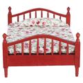 1:12 Dollhouse Bed Wooden Miniature Bed Furniture Decoration Kid Toy (Mahogany Color)YaoFengYing12