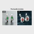 Water Drop Stone Hoop Earrings For Women Luxury Multicolor Zirconia Leaf Crystal Silver Color Wedding Hoop Earrings