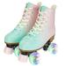 RICHYOUNG Roller Skate Girls Women Fashion Classic High-top Roller Skates with Light up wheels Green&Pink (Women s 5.5)