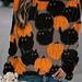 Pumpkin & Cat Print Crew Neck T-Shirt Casual Long Sleeve T-Shirt For Spring & Fall Women s Clothing