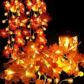 Thanksgiving Maple Leaves String Lights Battery Operated Maple Leaves Pumpkin Garland for Indoor Outdoor Thanksgiving Decor(10FT 20 LED)