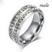 Elegant Stainless Steel Double Row Zircon Ring for Engagement and Wedding - Perfect for Fashionable and Romantic Women