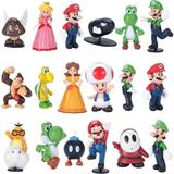 Guvpev Mario Action Figures Toys 18Pcs PVC Mario Bros Luigi Mario Yoshi Orangutan Action Figures Series Mario Toys Collectibles Playset Gifts for Game Fans