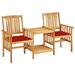 Dcenta Patio Chairs with Tea Table and Cushions Solid Acacia Wood