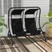 Patio Swing Chair with 2 Separate Seats Outdoor Swing Glider with Removable Canopy and Cup Holders Independent Swing Chairs for Garden Balcony Backyard Black