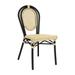 Merrick Lane Stacking Thonet French Bistro Style Chair Natural PE Cane Rattan Seat and Black Metal Frame for Indoor/Outdoor Use