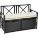 70 Gallon Outdoor Storage Bench W/Cushion Wicker Storage Deck Box W/Seat All-Weather PE Rattan Storage Seating For Patio Furniture Outdoor Cushions And Garden Tools -Black&Beige