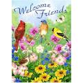 ALAZA Welcome Friends Birds Flowers Butterfly Double Sided Garden Yard Flag 12 x 18 Summer Spring Flowers Daisy Hummingbirds Decorative Garden Flag Banner for Outdoor Home Decor Party