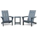 3Pcs Outdoor Adirondack Chairs Patio Lawn Chairs With Side Table For Deck Garden Backyard Balcony Dark Grey