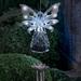 Wind Chimes Solar Angel Wind Chime With Metal 13 LED Firefly Lights White Large Lawn And Yard Decoration 6.5 X 4 X 42 Inch