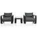 3-Pieces Aluminum Frame Patio Furniture Set 6.7 Thick Cushion Outdoor Porch Chairs Conversation Sets With Coffee Table