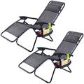 leecrd 2PCS Zero Gravity Chairs Lounge Patio Folding Recliner Outdoor Black W/Cup Holder