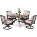 durable Patio Furniture Set for 6 7 Piece Outdoor Dining Set 6 Swivel Chairs with Cushions and 1 Hand Painting Wood-Like Table for Backyard Garden Poolside