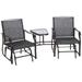 Outdoor Glider Chairs With Coffee Table Patio 2-Seat Rocking Chair Swing Loveseat With Breathable Sling For Backyard Garden And Porch Grey