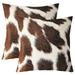 YST Brown White Cowhide Throw Pillow Covers Set of 2 Rustic Cow Print Pillow Covers 20x20 Inch Farmhouse Animal Print Cushion Covers Western Cowboy Decorative Pillow Covers for Office