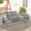 4-Piece Outdoor Patio Furniture Sets Patio Conversation Set With Removable Seating Cushion Courtyard Patio Set For Home Yard Poolside