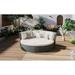 RONSHIN 5-Piece Round Patio Furniture Rattan Sofa with 2 Loveseat And Footstools Cushions And Pillows Adjustable Table Metal Frame Sofa Set for Garden Backyard