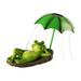 Holloyiver Frogs Garden Outdoor Decor Statue Solar Frog Umbrella Pond Statues LED Waterproof Resin Cute Animal Sculpture Lights Ideal Ornament for Yard Lawn Patio Gardening Decoration Gifts