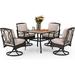 durable & William Patio Table and Chairs with 13ft Double-Sided Umbrella 8 Piece Outdoor Dining Furniture Set with 6 Padded Swivel Rocker Dining Chairs 1 Rectangular Metal Patio Tab