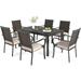 Outdoor Patio Dining Set 7 Pcs Patio Dining Table Chair Set 6 Rattan Chairs With Cushions And 1 Metal Rectangular Dining Table (Expandable) For Lawn Garden Yards Poolside