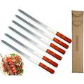 Stainless Steel Kabab Skewers with Storage Bag 23 Long x 1 Wide Blade With Wood Handle BBQ Koubideh/Persian/Shish Kabob For Grilling Barbecue Meat Beef Vegetables - Includes 6 Skewers