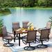 durable Outdoor Dining Set 7 Piece Outdoor Furniture Set 6 Swivel Dining Chairs and Rectangular Metal Dining Table for Lawn Garden Yards Poolside