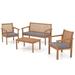 Canddidliike 4 Piece Patio Wood Furniture Set Acacia Wood Sofa Set Outdoor Patio Furniture Set with Loveseat-Off Gray