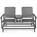 Spaco 2-Person Double Rocking Loveseat Outdoor Patio Rattan Conversation Bistro Set with Mesh Fabric and Center Tempered Glass Table-Gray for Garden Balcony Backyard Porch Lawn