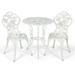 Canddidliike Outdoor Cast Aluminum Patio Furniture Set Outdoor Patio Furniture Set with Rose Design-White