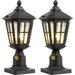 Dusk to Dawn Post Light Outdoor 2 Pack 17 H Outdoor Lamp Post Light with Pier Mount Adapter Waterproof IP65 Classic Die Cast Aluminum with Water Ripple Glass Matte Black