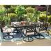 durable 7 Pieces Heavy Duty Metal Patio Dining Sets with 6 Swivel Chairs (Cushion Included) and 1 Rectangular Metal Table with Umbrella Hole Outdoor Furniture for 6