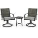 Spaco 3 Piece Patio Swivel Chair Set Deluxe Outdoor Patio with Soft Seat Cushions for Backyard