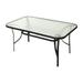 Flash Furniture Commercial Grade 35 x 59 Rectangular Patio Table with Tempered Glass Top with Umbrella Hole and Steel Tube Frame in Black