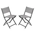 Flash Furniture Set of 2 Commercial Grade Indoor/Outdoor Folding Chairs with Gray Flex Comfort Material Backs and Seats and Black Metal Frames