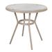 Merrick Lane French Bistro Style Table with Tempered Glass Top Black & White Textilene and Light Bamboo Finished Metal Frame for Indoor/Outdoor Use