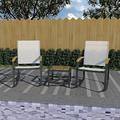 XGeek Outdoor 3 Piece Patio Set Rocking Chair Set with Glass Table for Garden Patio