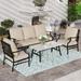 simple VALLEY Patio Conversation Set 4 PCS Outdoor Furniture Set Metal Sofa Set Rocking Chairs with Thick Upgrade Cushion and Coffee Table Beige\u2026