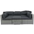 Yesurprise 7 Piece Patio Furniture Set Rattan Sectional Sofa Set with Retractable Canopy and Washable Cushions Conversation Set for Outdoor Lawn Garden Backyard Poolside
